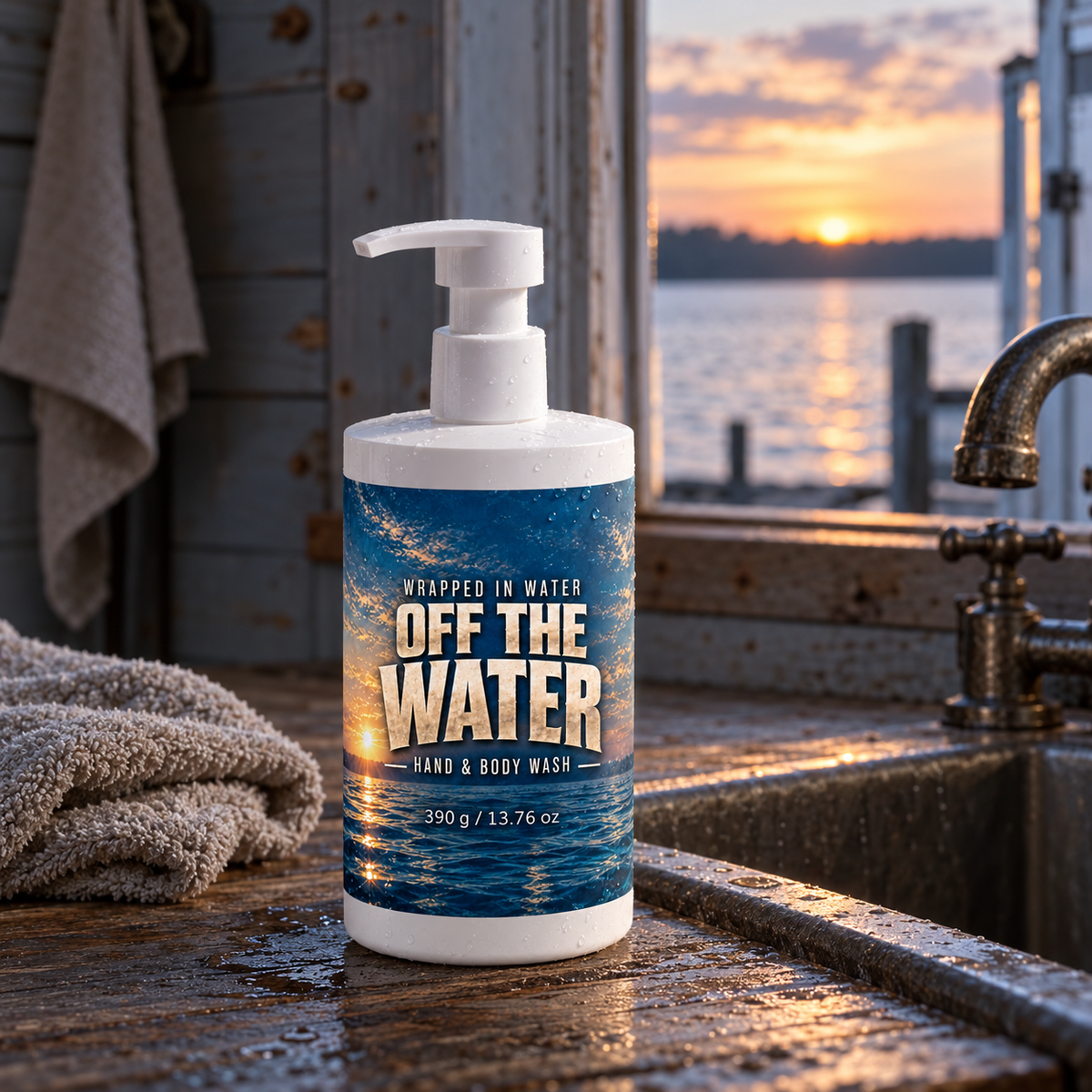Off the Water hand and body wash bottle by Wrapped In Water